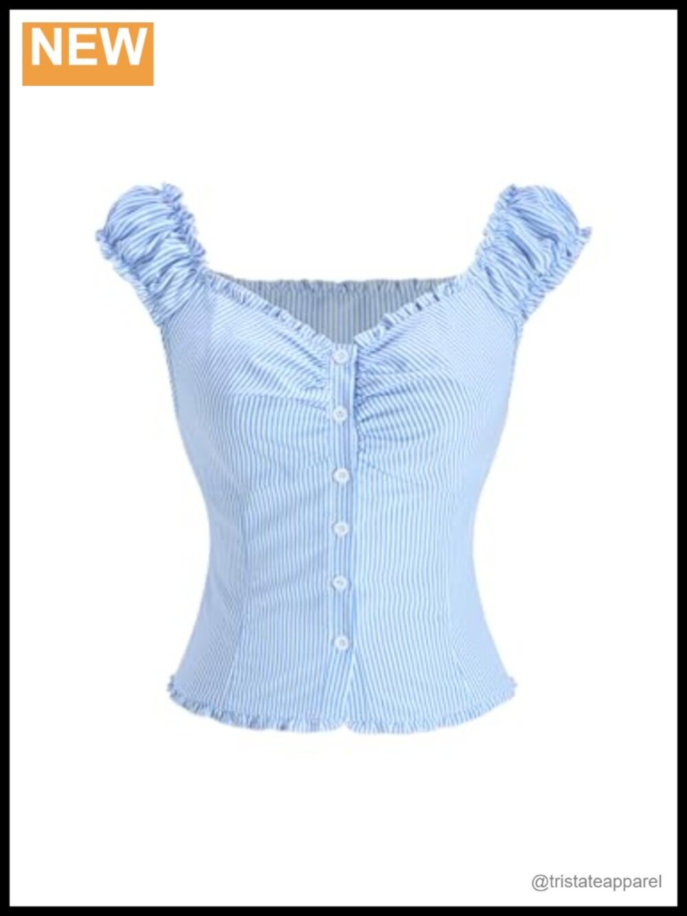 Striped Off Shoulder Ruched Button Down Sleeveless Blouse Women's